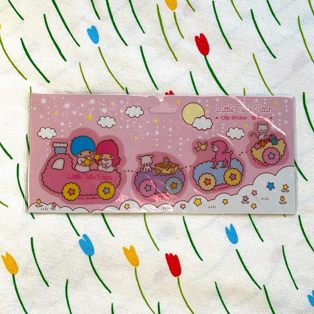 Vintage Sanrio Kiki and Lala Little Twin Stars  "Clip stickers" Train